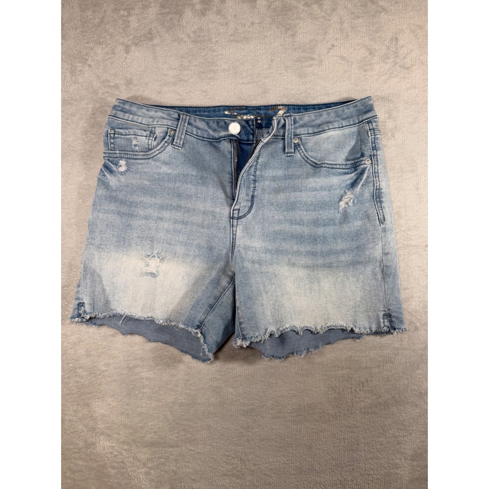 Seven7 Weekend Short Womens‎ 12 Light Wash Distressed Raw Hem Denim Jean Shorts